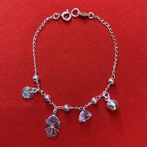 925‎ sterling silver bracelet with white zircon  and a child's charm for women